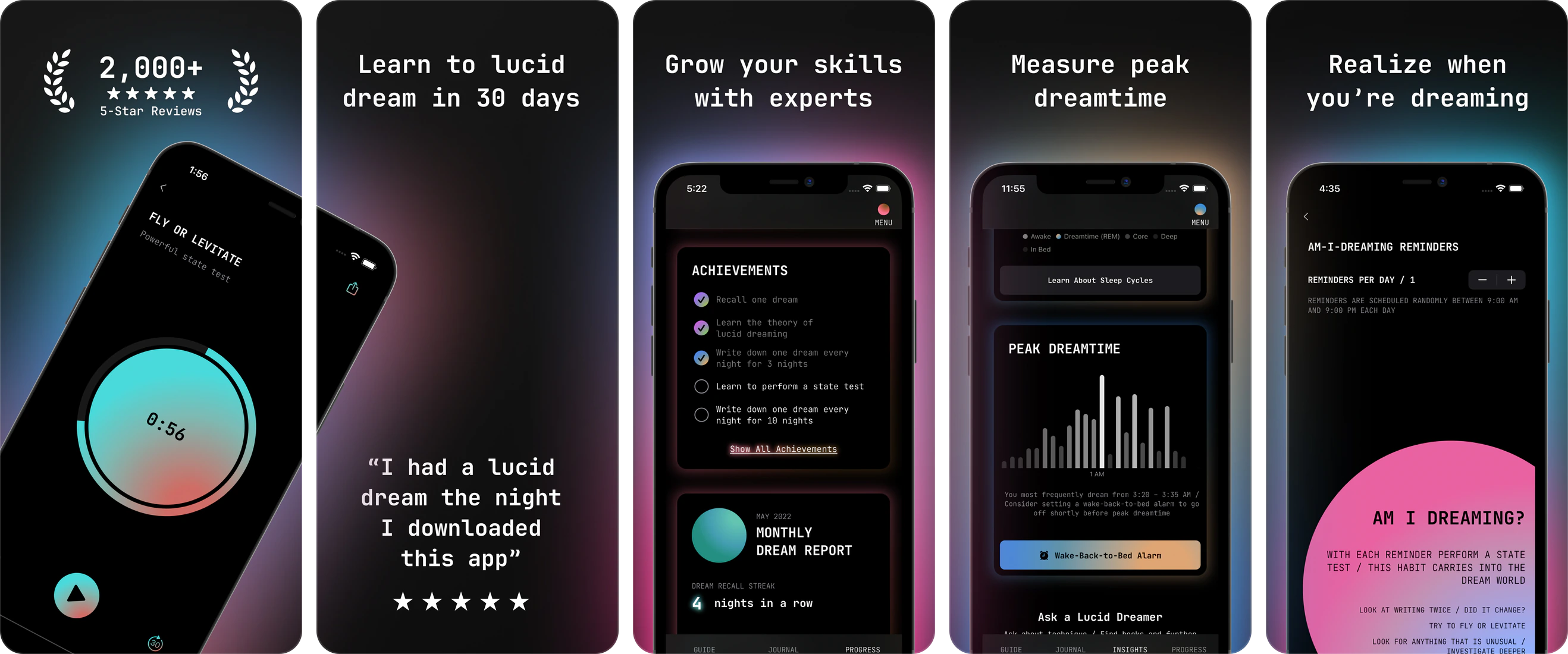 5 screenshots from the Shape app's store listing