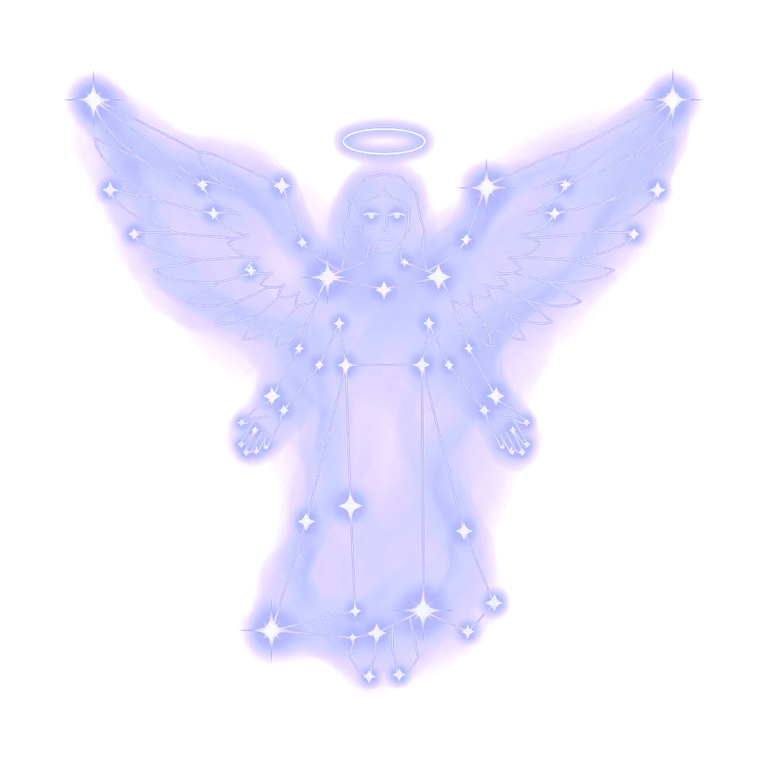 A constellation drawing of angels