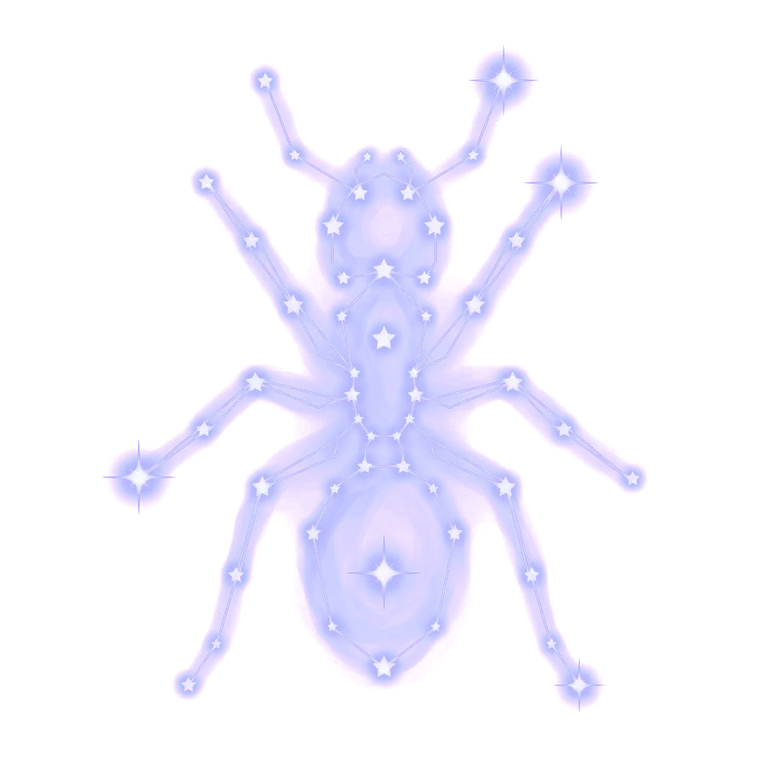 A constellation drawing of ants