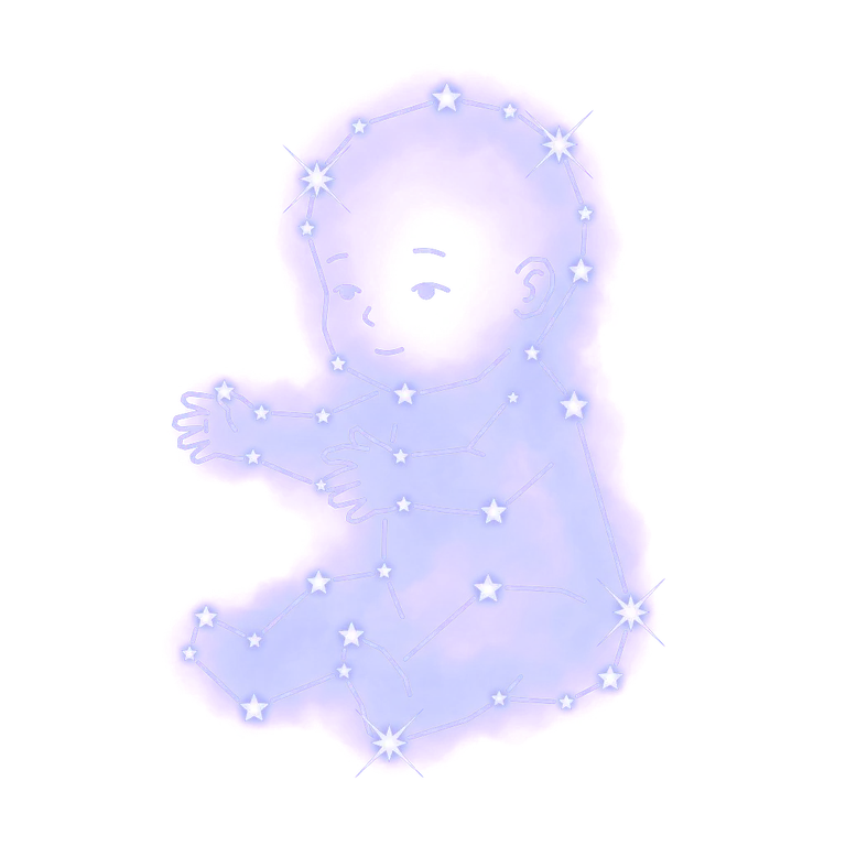 A constellation drawing of a baby