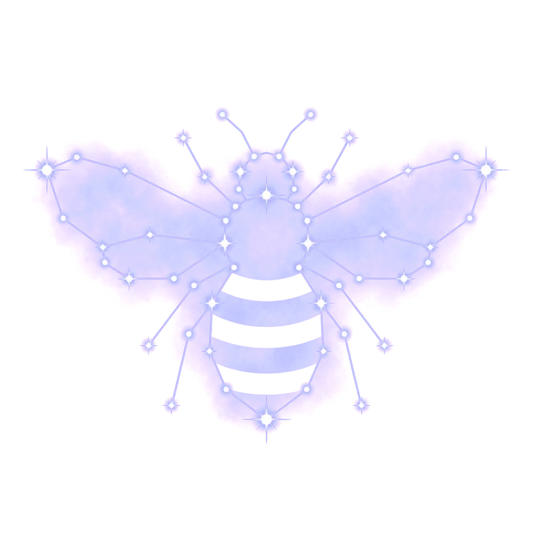 A constellation drawing of bees
