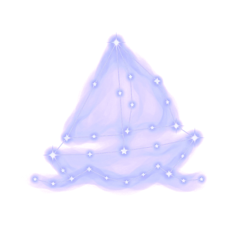 A constellation drawing of a boat