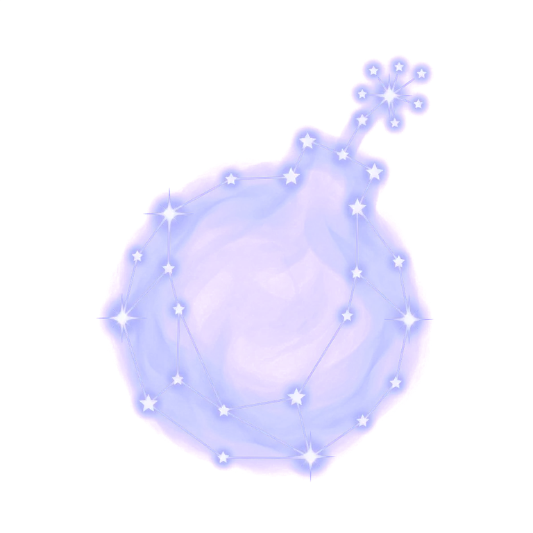 A constellation drawing of bombs