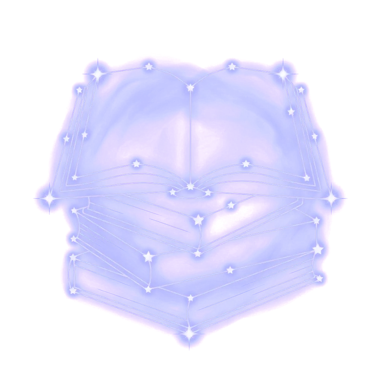 A constellation drawing of books