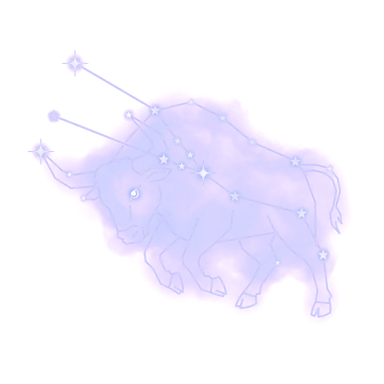 A constellation drawing of a bull
