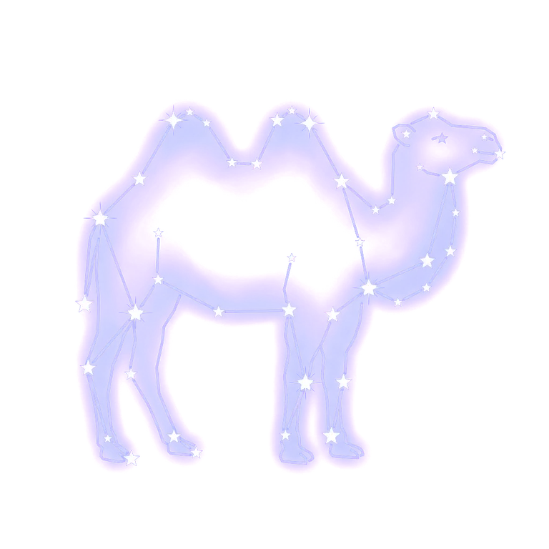 A constellation drawing of a camel
