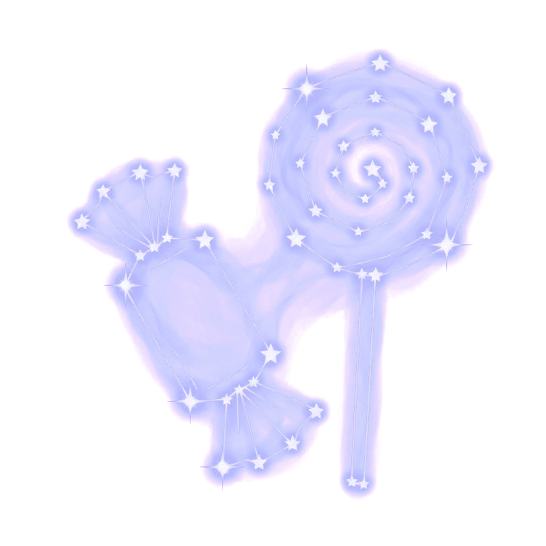 A constellation drawing of candy