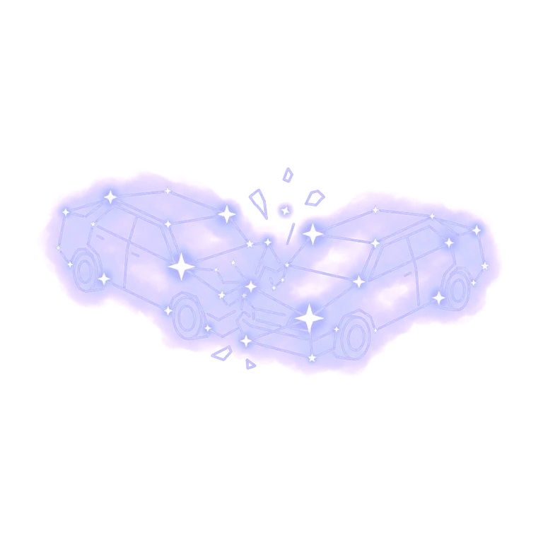 A constellation drawing of a car accident