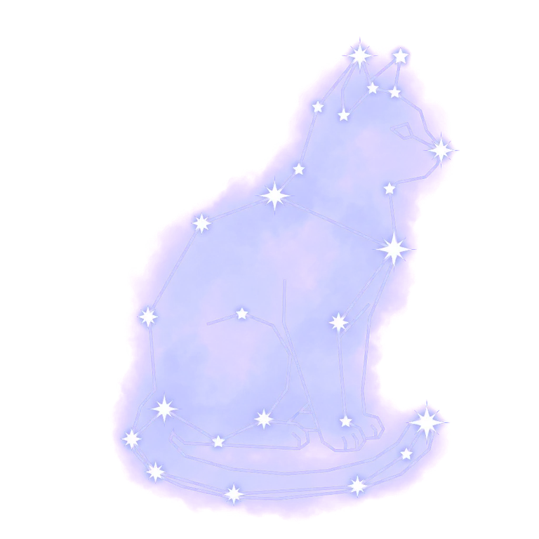 A constellation drawing of cats