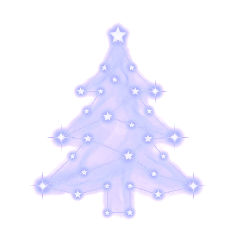 A constellation drawing of Christmas trees