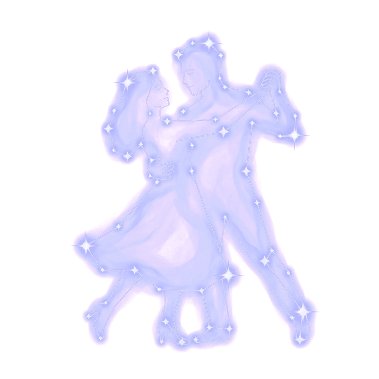A constellation drawing of dancing