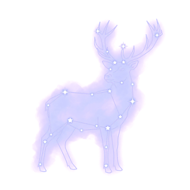 A constellation drawing of deer