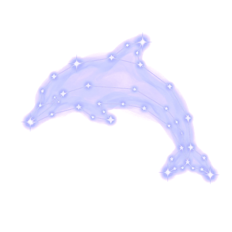 A constellation drawing of dolphins