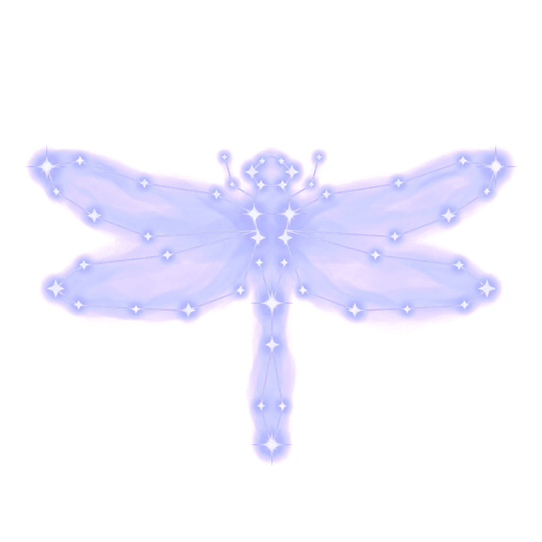 A constellation drawing of dragonflies