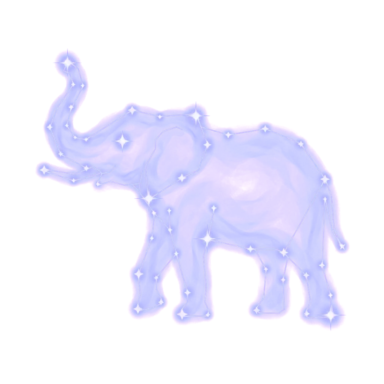 A constellation drawing of elephants