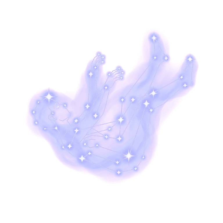 A constellation drawing of falling