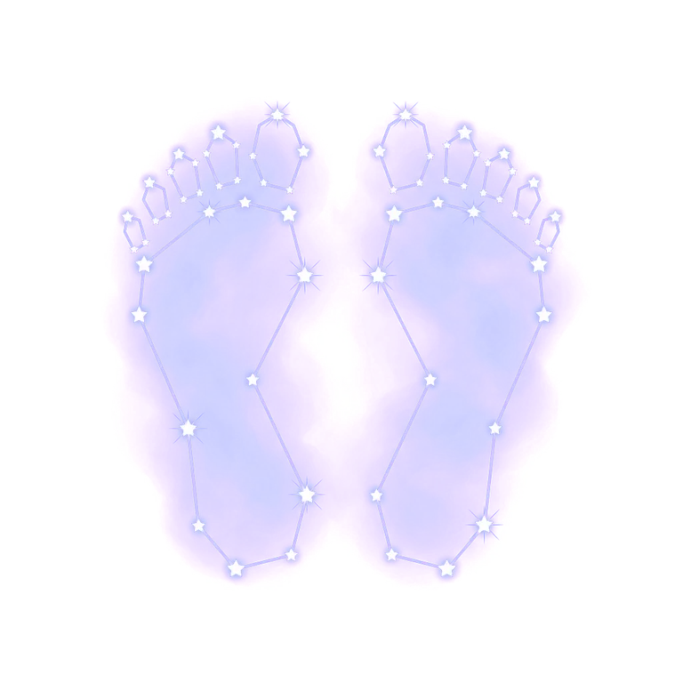 A constellation drawing of feet