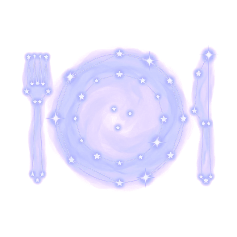 A constellation drawing of food