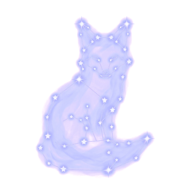 A constellation drawing of foxes