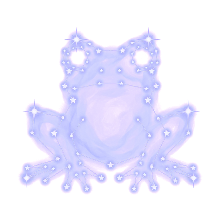 A constellation drawing of frogs