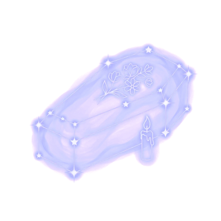 A constellation drawing of a funeral
