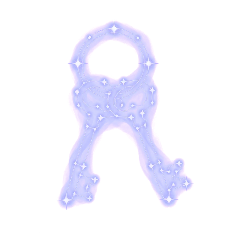 A constellation drawing of a key
