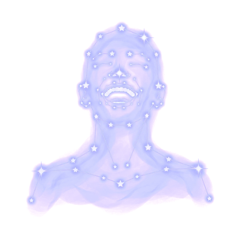 A constellation drawing of laughing