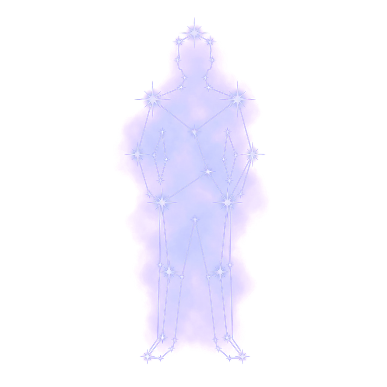 A constellation drawing of a man