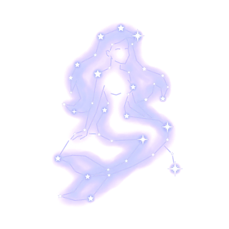 A constellation drawing of mermaids