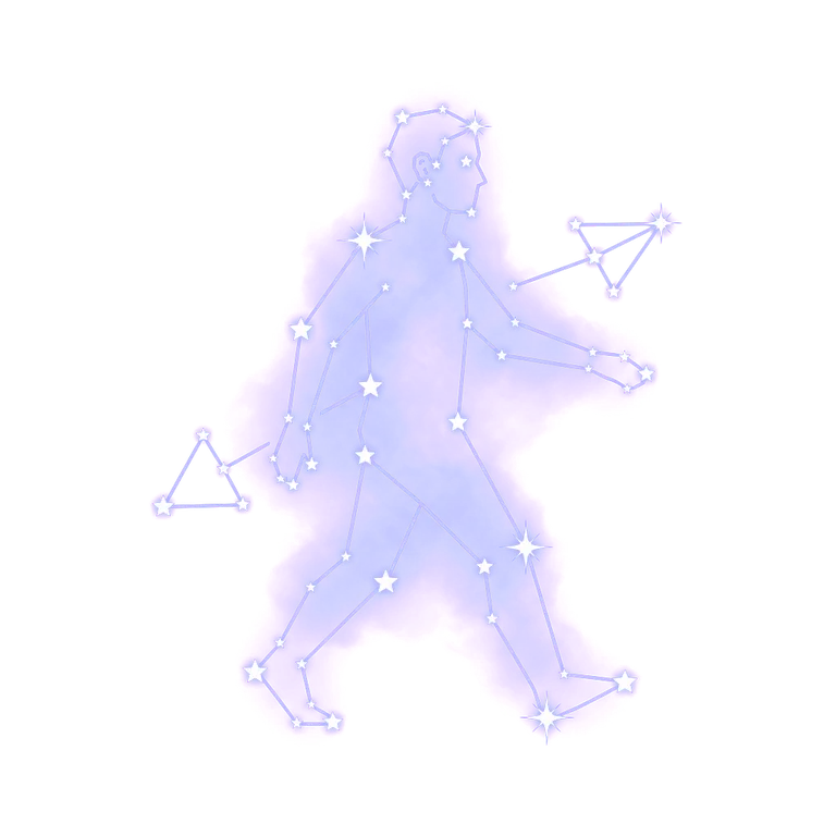 A constellation drawing of moving backwards