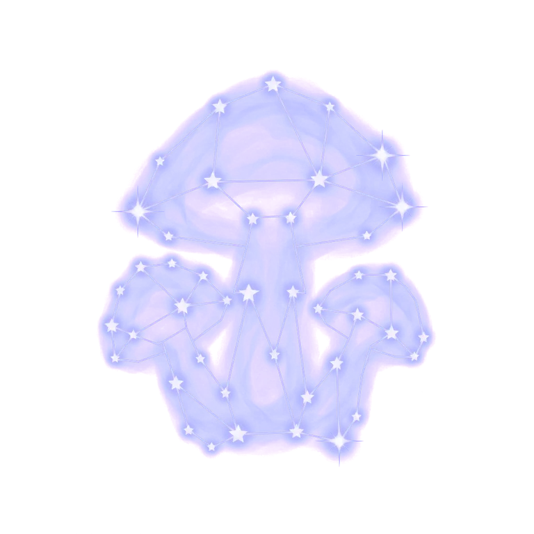 A constellation drawing of mushrooms