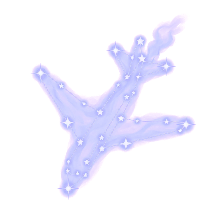 A constellation drawing of a plane crash