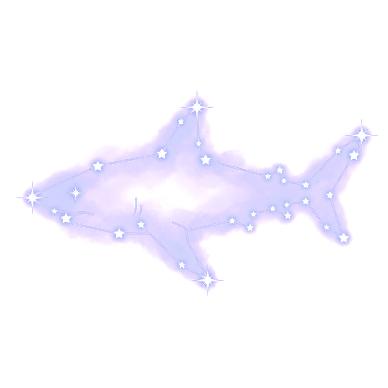 A constellation drawing of sharks
