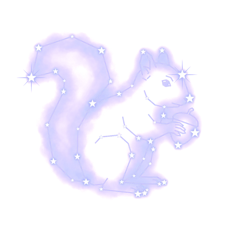 A constellation drawing of a squirrel