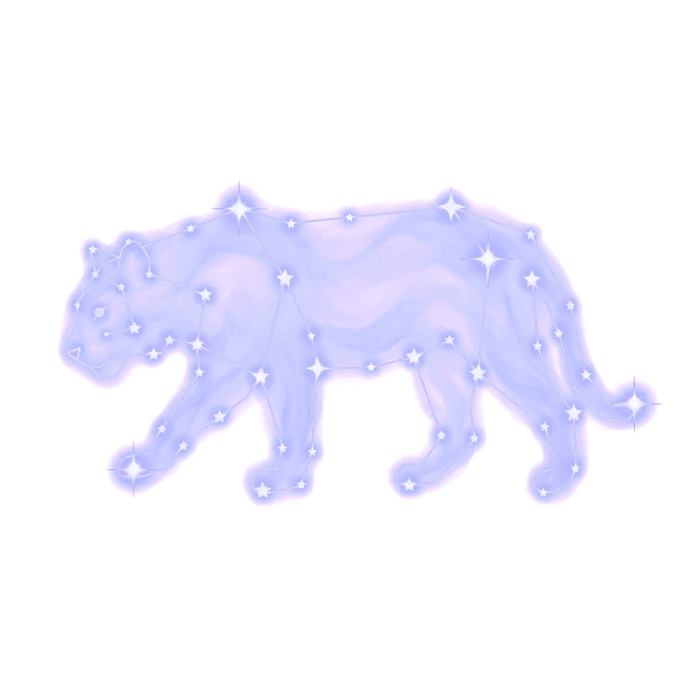 A constellation drawing of tigers