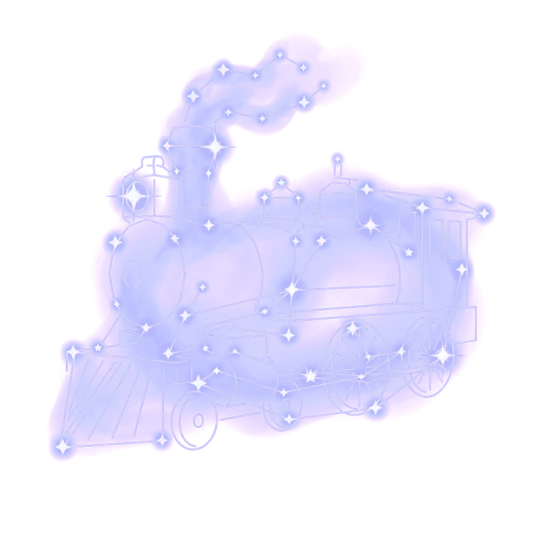 A constellation drawing of a train