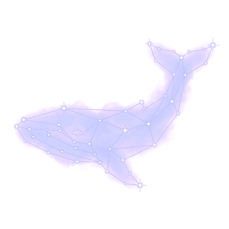A constellation drawing of whales