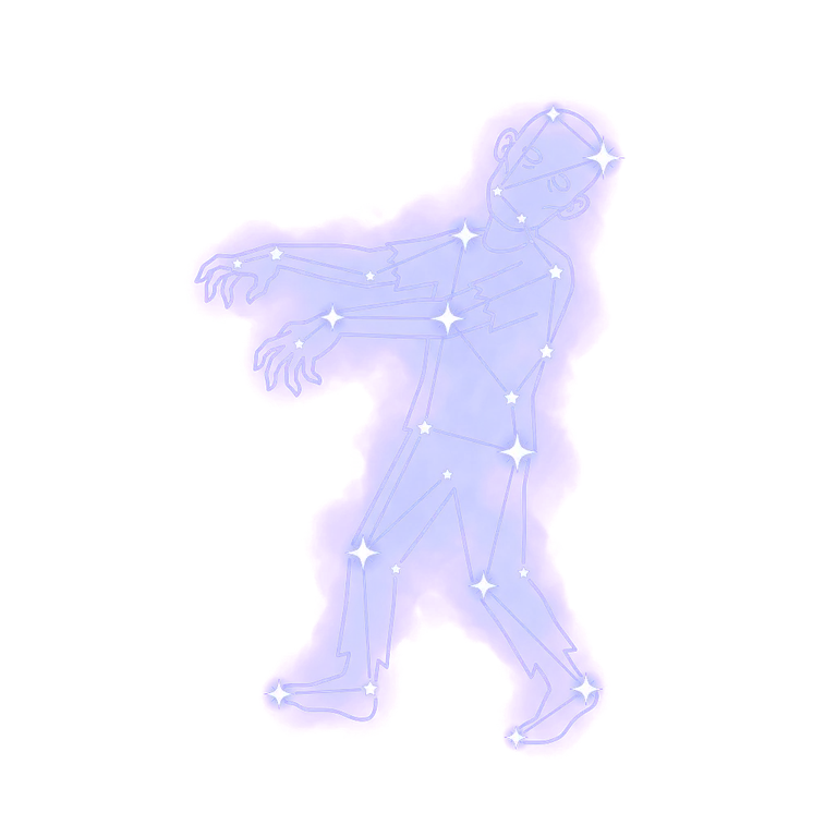 A constellation drawing of zombies